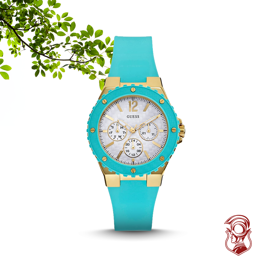 Guess Turquoise and Gold-Tone Feminine 40mm