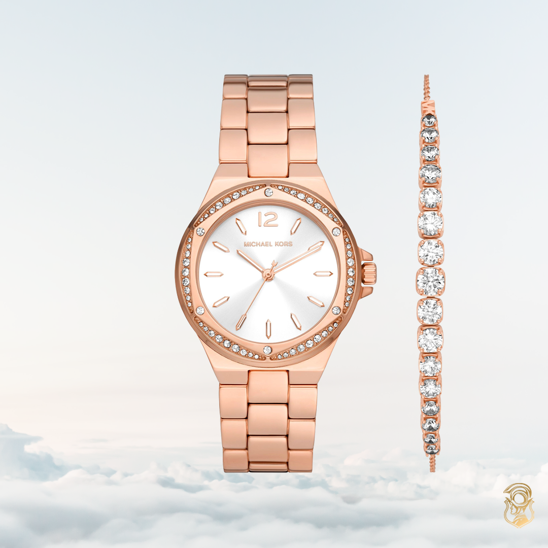 MSP: 97870 Michael Kors Lennox Pavé Rose Watch And Bracelet Gift Set 37MM 9,380,000