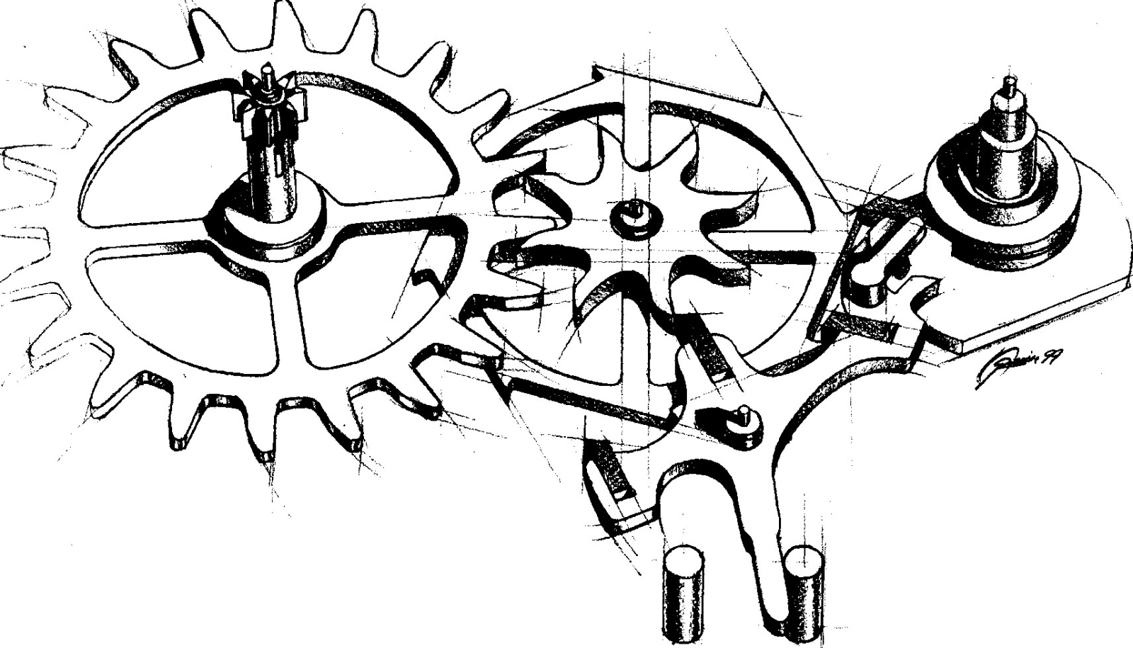 Hình ảnh kỹ thuật của bộ thoát Co-Axial bởi George Daniels