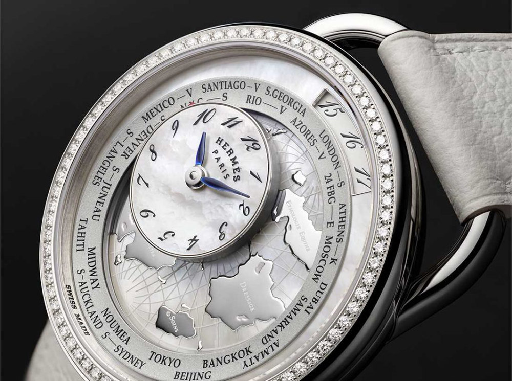 Đồng hồ HERMÈS ARCEAU LE TEMPS VOYAGEUR white Dial