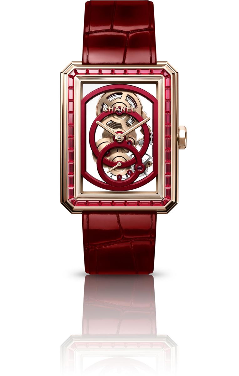 đồng hồ chanel boy friend skeleton red edition màu đỏ 2022